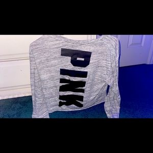 Grey pink long sleeve crock top